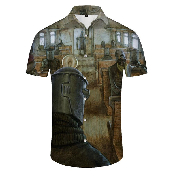 
Comic Plot Men's Casual Button Shirt Fashion Print Short Sleeve Button Shirt Lapel
                