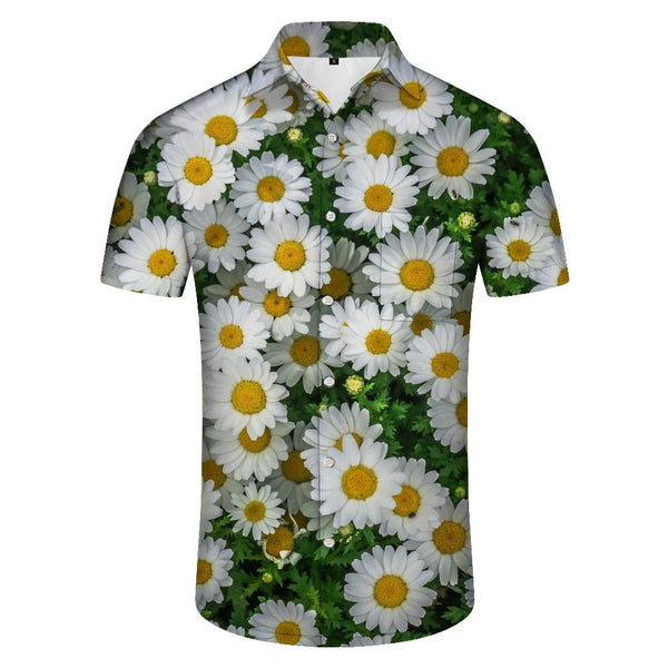
Daisy shirt suitable for outdoor fishing seaside beach party men's short sleeve orchid print retro lapel beach shirt casual
                