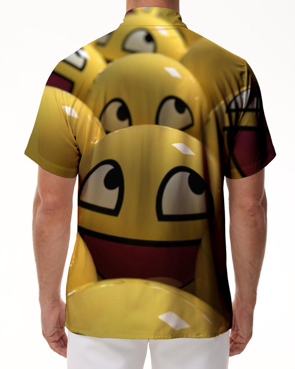 
Funny expression pack yellow tropical fashion men's casual Hawaiian four seasons shirt short sleeve comfortable and breathable
                