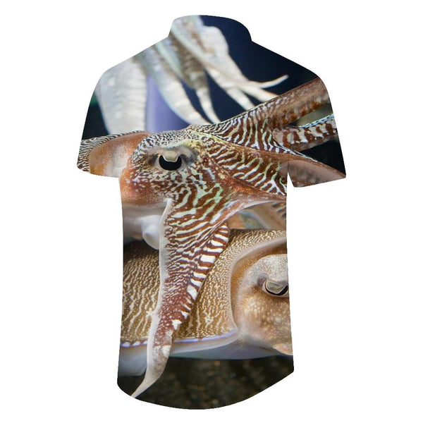 
Fun Undersea Squid Beach Seaside Short Sleeve Shirt Hawaii Tropical Four Seasons Men's Short Sleeve Shirt Casual Loose Regular Style
                