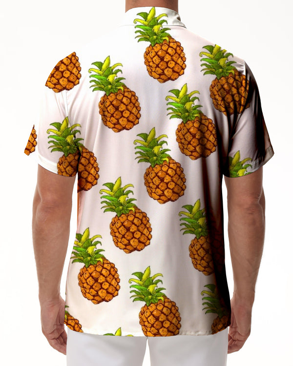 
3D digital printed pineapple pattern tropical Hawaiian style casual short sleeve button down shirt for men
                