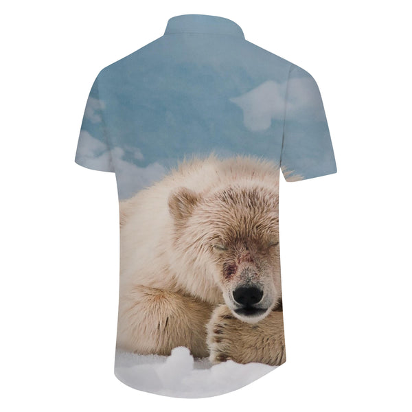 
Sleeping Polar Bear Mens Hawaiian Shirt Casual Button Short Sleeve Tropical Summer Beach Top
                