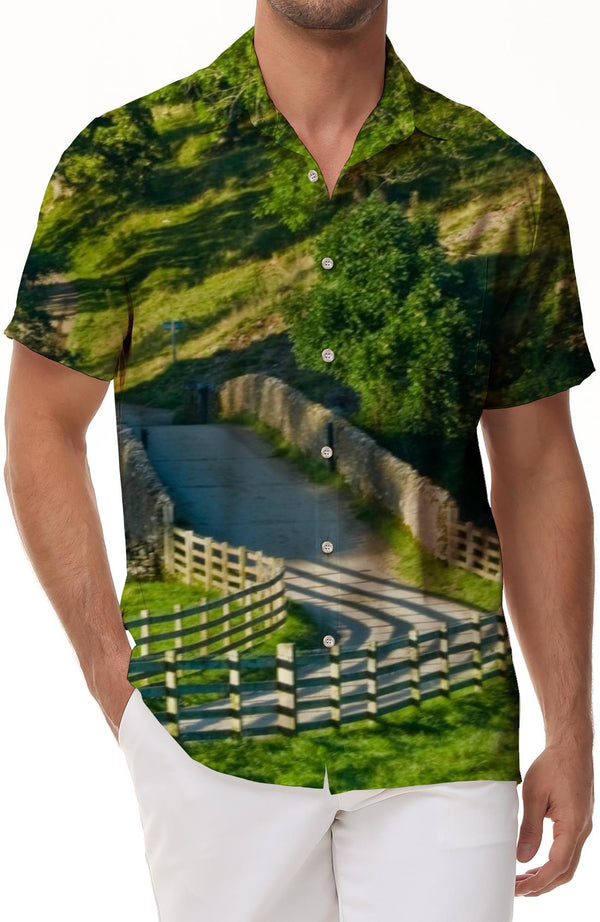 Hawaiian Shirt Polyester Men's Button-Up Shirt Short Sleeve Loose Clothing Camping Fun Summer Top Shirt Casual