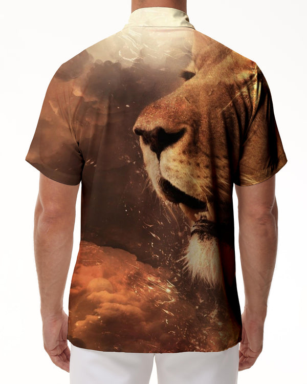 
Sky of Fire Time Wild King Lion Short-sleeved Shirt Button-down Summer Hawaiian Short-sleeved Shirts for Men
                