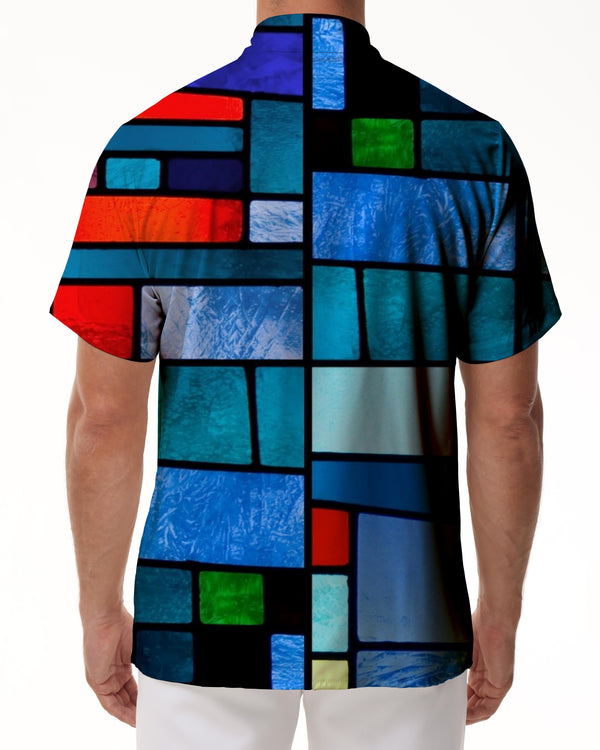 
Mondrian Style Digital Printing Men's Casual Short Sleeve Hawaiian Shirt Casual Beach Work Shirt
                