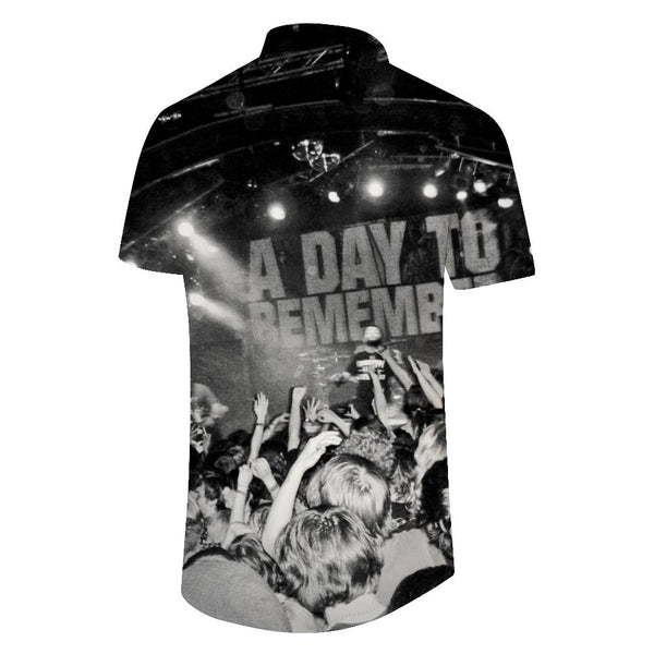 
Black and white bar concert atmosphere print tropical rain forest summer Hawaii men's lapel short sleeve shirt men's loose casual street shirt short sleeve top 3D print men
                