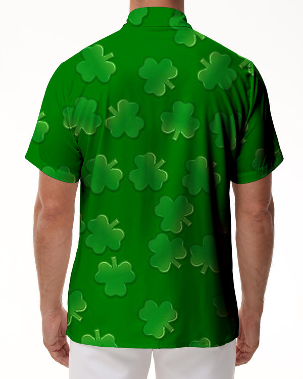
Clover Loose Summer Beach Men's Hawaiian Shirt Short Sleeve Shirt Casual Button Shirt Green
                