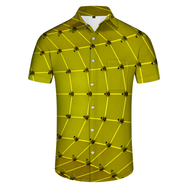 
Matcha Green Tennis Pocket Men's Casual Sports Shirt Printed Hawaiian Button Beachwear Shirt Short Sleeve
                