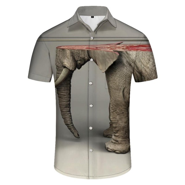 
Slaughtered elephant casual summer shirt 3d digital printing animal trend short-sleeved shirt Hawaiian button lapel short-sleeved shirt beach
                