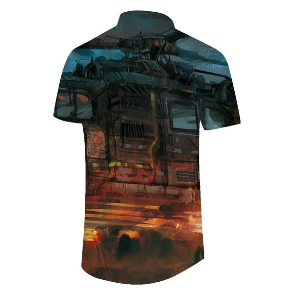 
Loose Men's Fashion Leisure Boat Helicopter Pattern Short Sleeve Lapel Button Casual Tropical Summer Seaside Beach Shirt Tops
                