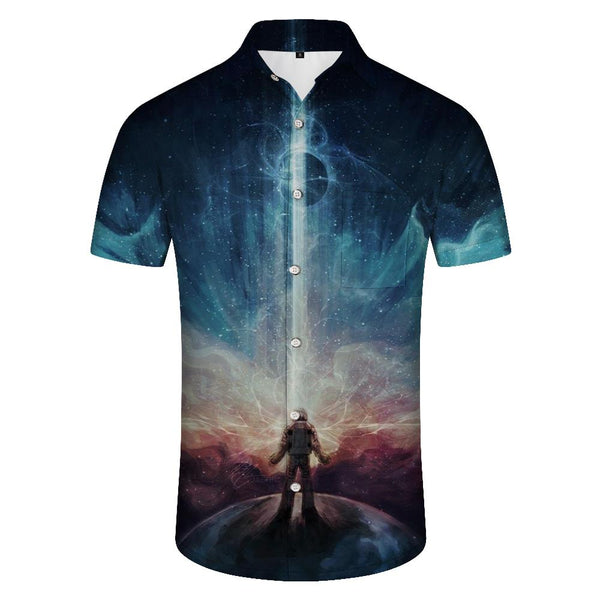 
Printed summer short-sleeved shirts, men's casual daily tops, buttons, Hawaiian lapel pockets, beach shirts
                