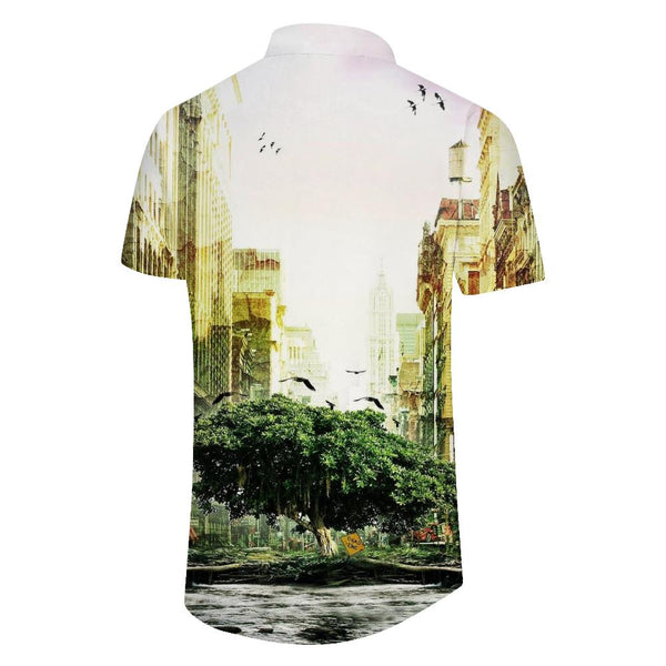 
Building casual short-sleeved shirt men's Hawaiian button-down shirt four seasons short-sleeved shirt collar pocket button-down
                