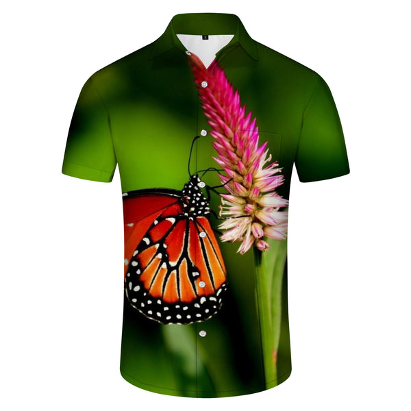 
Tiger butterfly stamen pocket tropical short sleeve shirt button top men's casual daily travel beach travel shirt
                