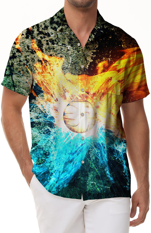 Football Mens Hawaiian Shirt Short Sleeve Beach Shirt Summer Casual Button Down Shirt Printed Pattern Mix
