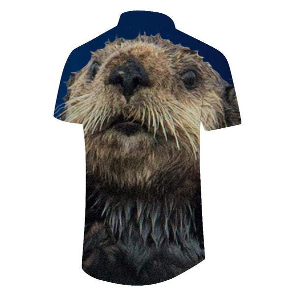 
Brown Otter Animal Cute Men's Casual Loose Button Shirt Printed Short Sleeve Casual Shirt Hawaiian
                