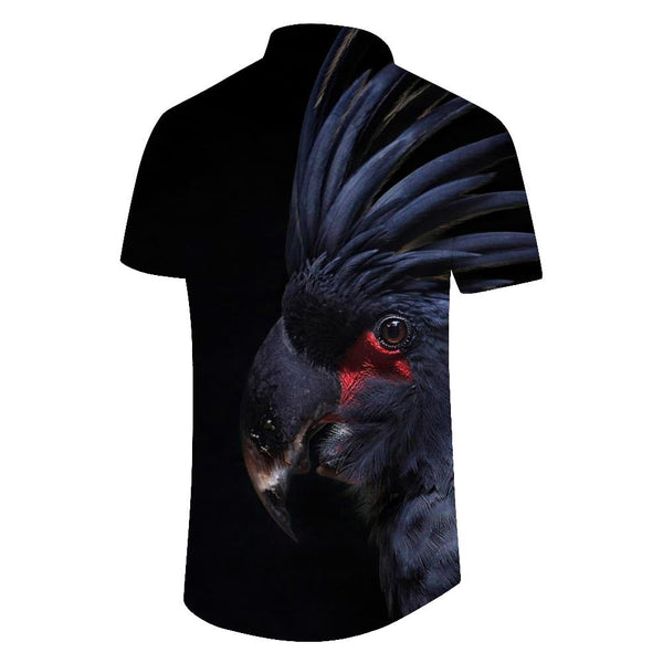 
Black elegant bird Hawaiian button lapel casual short sleeve fashion men's tropical rainforest four seasons beach seaside fashion suitable for summer breathable
                