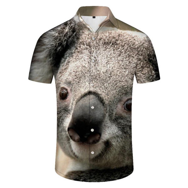 
Cute Koala Four Seasons Hawaiian Short Sleeve Shirt Men's Casual Loose Short Sleeve Shirt Button Shirt Casual Shirt Beach Seaside Trend
                
