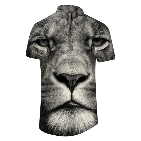 
New summer men's shirt lion 3D printing men's shirt casual style men's shirt fashion trend street loose men's shirt
                