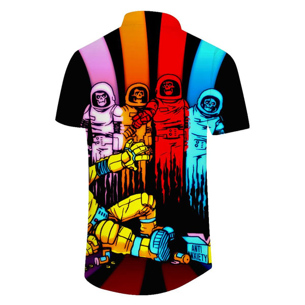 
Rainbow Skull Abstract Short Sleeve Shirt Men's Breathable Retro Shirt Astronaut Button Short Sleeve Hawaiian Shirt Short Sleeve
                