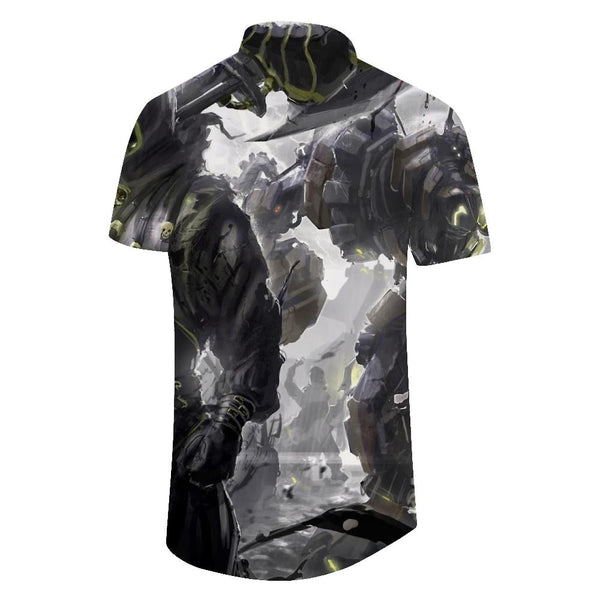 
Gothic Cool Robot Death Men's Short Sleeve Shirt Casual Button Shirt Short Sleeve Summer Tops With Pockets
                