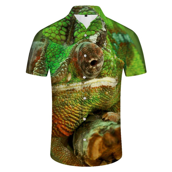 
Green Lizard Men's Loose Short Sleeve Button Shirt Hawaiian Four Seasons Button Beach Casual Shirt Tops
                