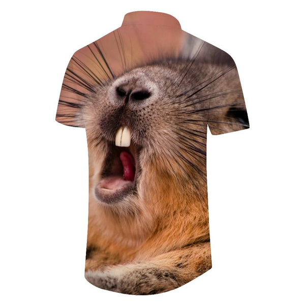 
Cute and funny beaver animal men's Cuban collar shirt casual button down shirt short sleeves vacation beach
                