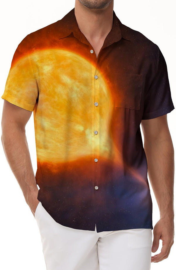
Mars Planet Casual Loose Vacation Seaside Men's Hawaiian Shirt Short Sleeve Button Summer Beach Shirt
                