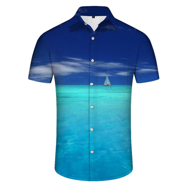 
Ocean Blue Men's Casual Shirt Short Sleeve Regular Fit Fashion Camping Beach Shirt Tops
                