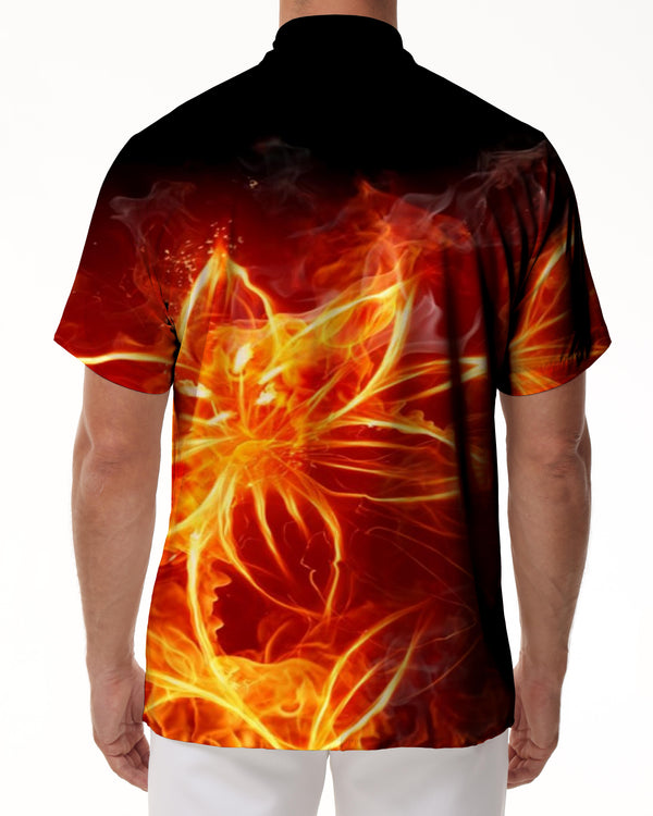 
Beach Fashion Flame Cool Flower Men's Casual Loose Short Sleeve Shirt Printed Turned-Hem Short Sleeve Shirt Clothing Indoor
                