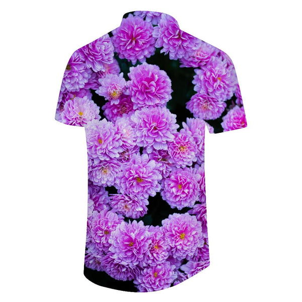 
3d digital printing dahlia color men's retro lapel daily travel button-down shirt holiday beach shirt short sleeve
                