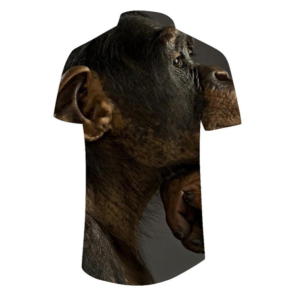 
Ape 3D digital printing men's casual loose tropical four seasons Hawaiian button pocket lapel short sleeve shirt cool
                
