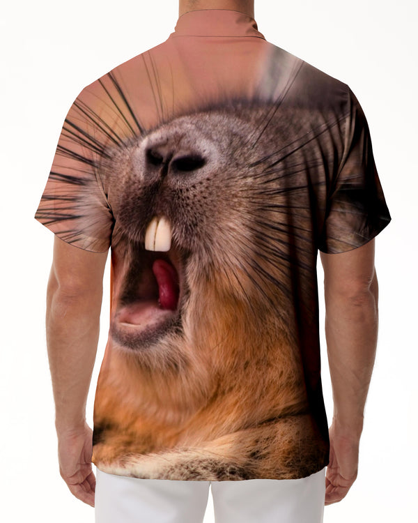 
Cute and funny beaver animal men's Cuban collar shirt casual button down shirt short sleeves vacation beach
                