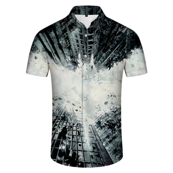 
Earthquake House 3D Printed Casual Men's Hawaiian Tropical Summer Button-Down Lapel Pocket Short Sleeve Shirt
                