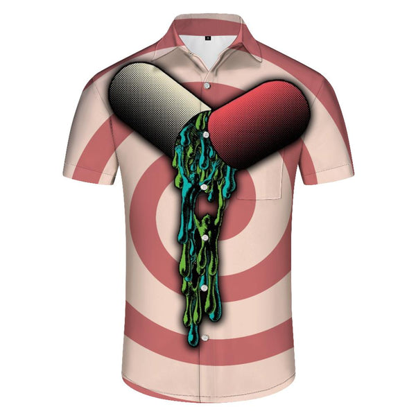 
Hip Hop Abstract Personalized Pill Capsule 3D Printed Men's Short Sleeve Shirt Funny Lapel Short Sleeve Street Trend Creative Summer Top Loose
                