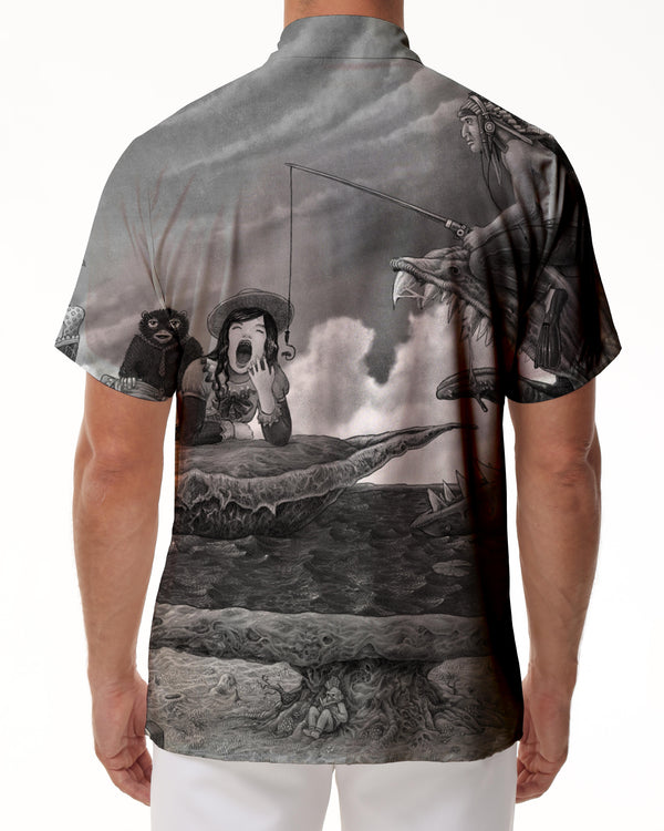 
Cartoon black and white men's Hawaiian shirt men's loose Hawaiian shirt short sleeve four seasons casual beach shirt
                