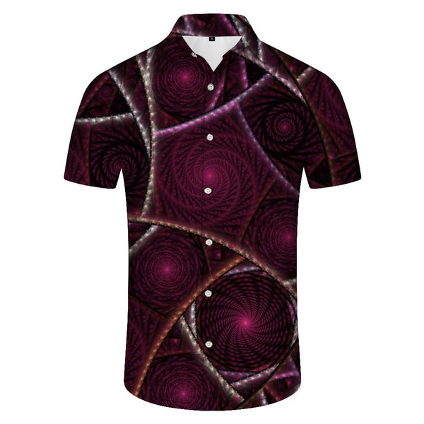 
3D printed short-sleeved lapel Hawaiian button lapel pocket men's summer four seasons leisure geometric
                