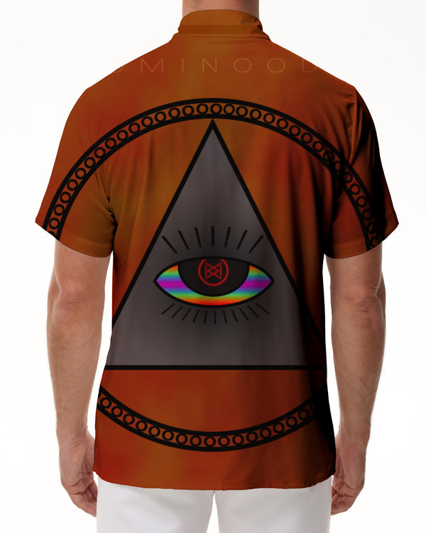 
Brown triangle abstract eyes short sleeves four seasons buttons Hawaii men's loose daily shirt seaside beach tropical short sleeve tops 3d digital printing
                