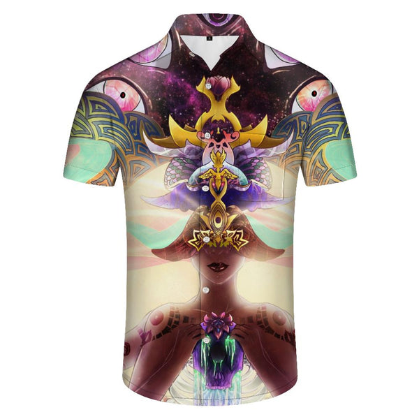 
Japanese goddess tropical rainforest fashion comfortable breathable short-sleeved shirt summer top with pocket men's short-sleeved shirt casual button shirt trend
                