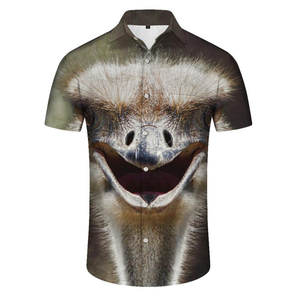 
Funny Ostrich Hawaiian Shirt Men's Short Sleeve Button Casual Beach Vacation Shirt
                