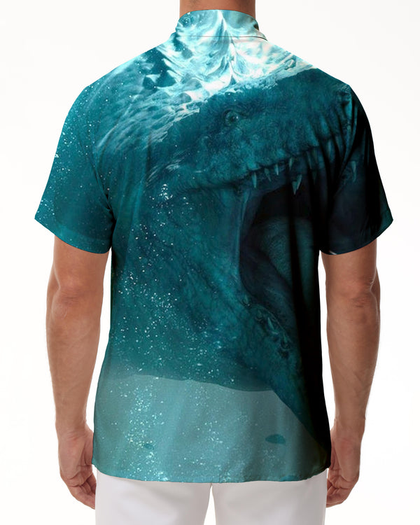 
Animal Hawaiian Shirt Starry Sky Giant Crocodile Tropical Short Sleeve Button-Up Beach Shirt
                