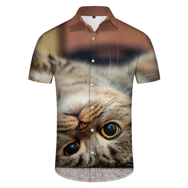 
Mens Hawaiian Shirt Short Sleeve Button Shirt Funny Kitten Animal Cat Tops For Casual Beach Vacation
                