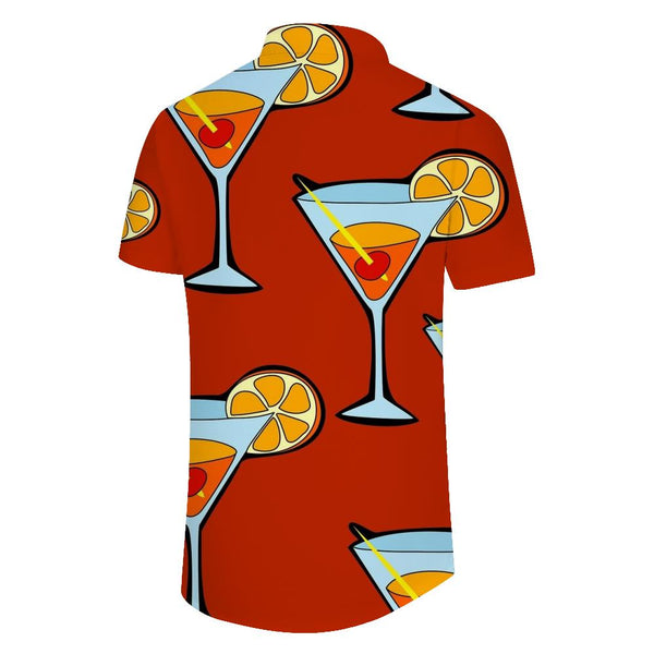 
Seaside drinks alcoholic beverages cocktails men's Hawaiian shirts short sleeve button down shirts tops for casual beach vacations
                
