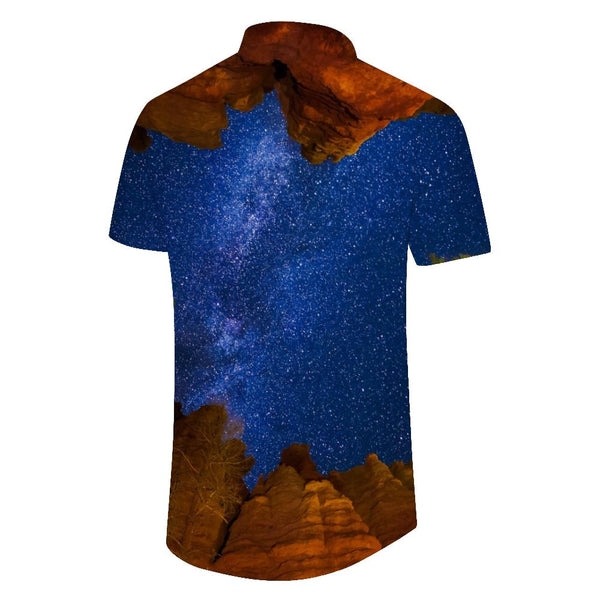 
Desert Wild Chibi Silver Sea Men's Shirt Short Sleeve Casual Loose Button Shirt Beach Shirt Starry Sky
                