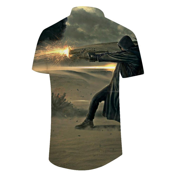 
Fierce Battle Printed Casual Men's Button Short Sleeve Hawaiian Shirt Beach Top Sharpshooter
                