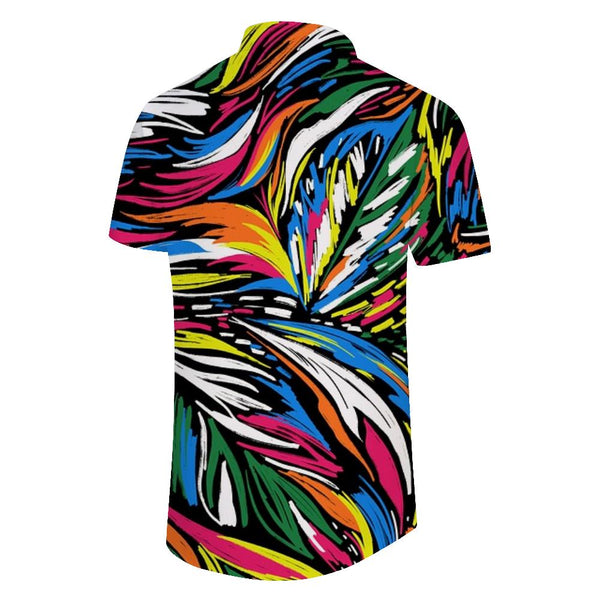 
Colorful horse pop art men's seaside button jersey Hawaiian button-down lapel jersey short sleeve
                