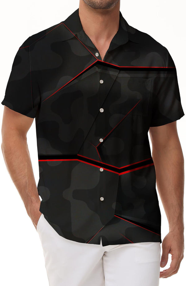 Fashion Black Vintage Men's Hawaiian Tropical Shirt Short Sleeve Button Print Shirt Breathable Comfortable Fashion Short Sleeve