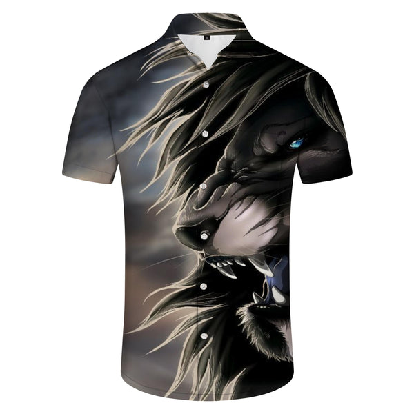 
Hip-hop short-sleeved cool men's new summer tops lion shirt men's animal short-sleeved sexy tops slim 3D printed pattern
                