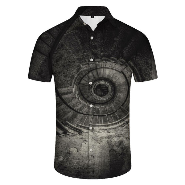 
Fashion gray stone stairs 3D print shirt summer loose Hawaiian clothes trend lapel button shirt casual 3 short sleeve beach shirt gray
                