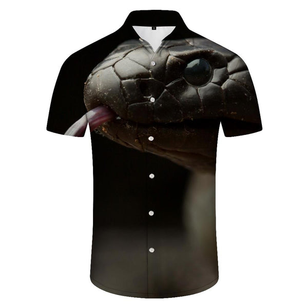 
Snake print men's summer 3D printing short sleeve shirt summer new women's fashion street vacation ocean beach clothing
                