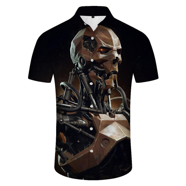 
Terminator Skeleton Robot Men's Hawaiian Shirt Fashion Button Beach Shirt Short Sleeve Summer Casual Shirt Loose Fit
                
